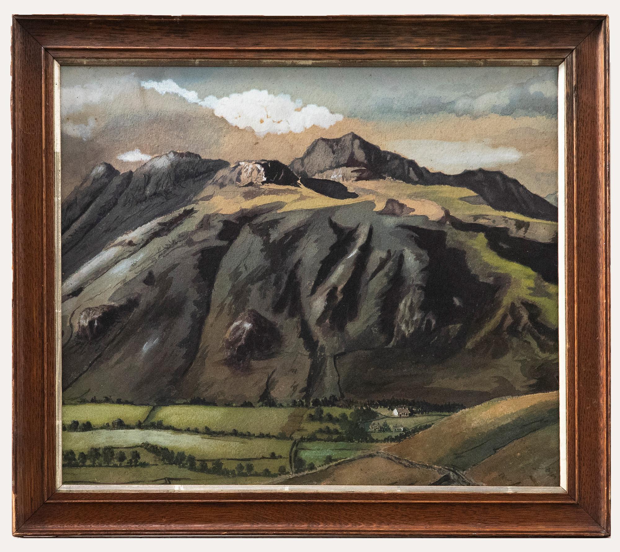 Mid 20th Century Watercolour - Langdale Pikes