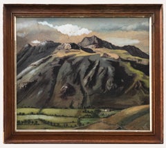 Vintage Mid 20th Century Watercolour - Langdale Pikes
