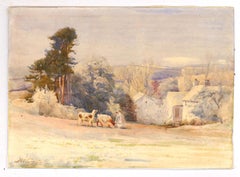 John William Schofield (1865-1944) - Aquarell, Viehfütterung, Viehzüchter