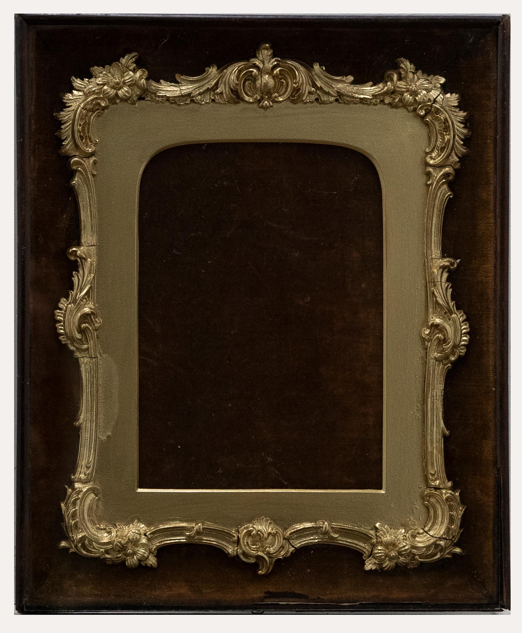 Fine Small 19th Century Gilt Picture Frame in Mahogany Box - Rococo Style - Art by Unknown