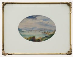 Framed English School 19th Century Watercolour - The White Lighthouse