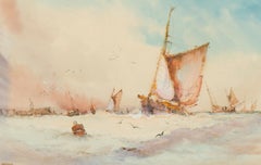 Francis E. Jamieson - Framed Early 20th Century Watercolour, Boats at Sea