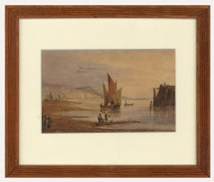 Copley Fielding (1787-1855) - Framed Watercolour, Figures in the Bay