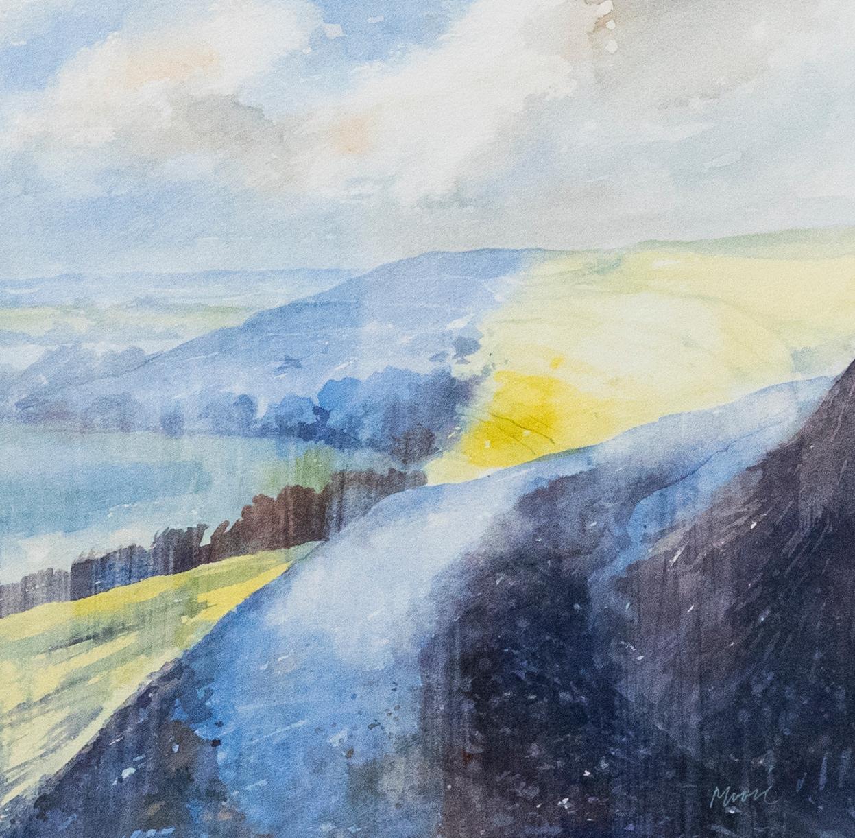 Brian Moore - Acuarela contemporánea enmarcada, Hambledon Hill en venta 1