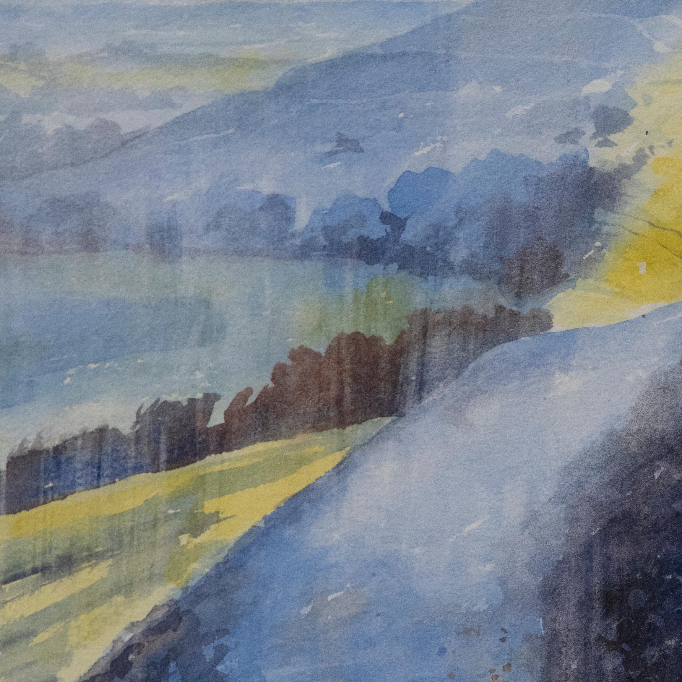Brian Moore - Acuarela contemporánea enmarcada, Hambledon Hill en venta 3