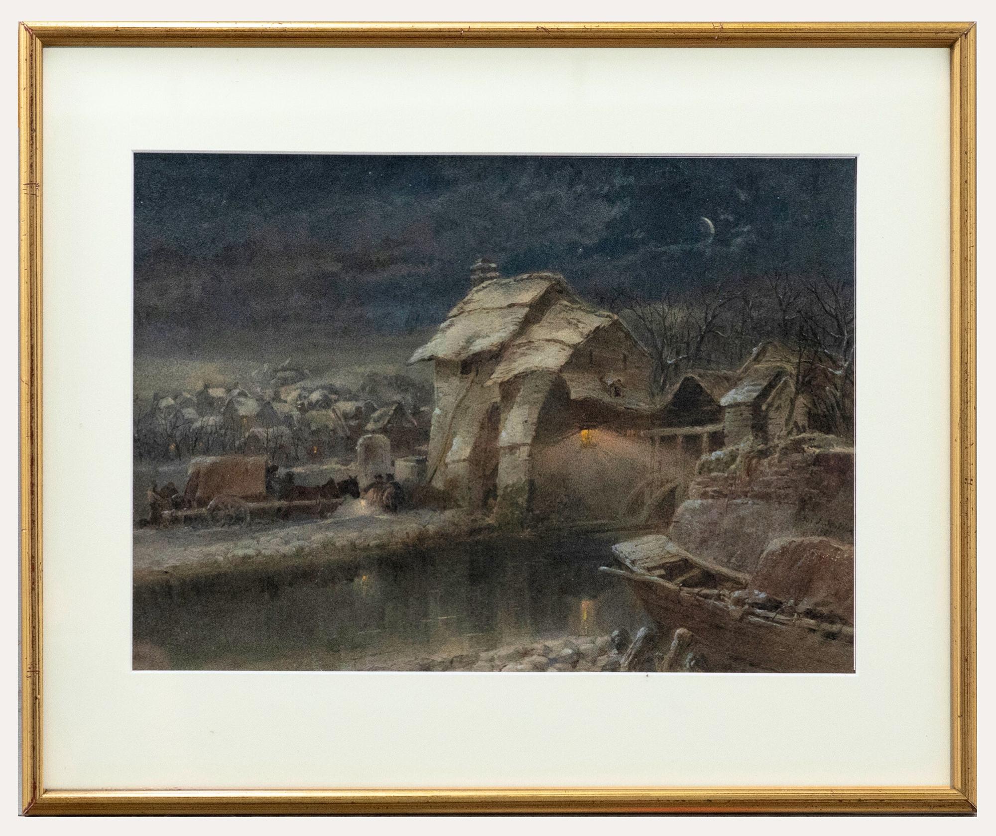 Unknown Landscape Art - Joseph John Jenkins (1811-1885) - 1881 Watercolour, A Winter's Eve