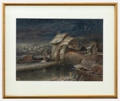 Antique Joseph John Jenkins (1811-1885) - 1881 Watercolour, A Winter's Eve