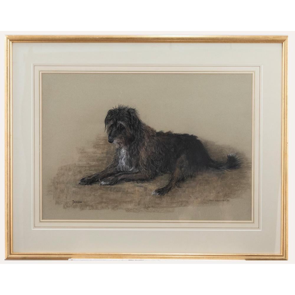 Unknown Animal Art - Mary Browning - 1972 Pastel, Jessie The Lurcher