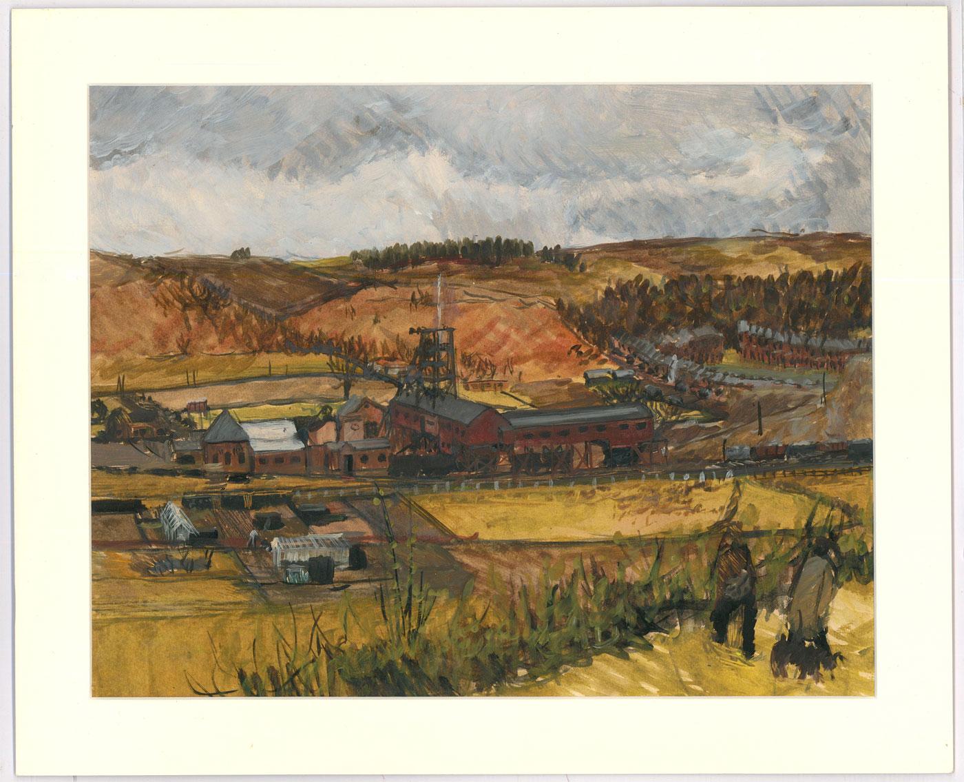 Kenneth Gribble (1925-1995) - Gouache, Northern Colliery, Mitte des 20. Jahrhunderts – Art von Unknown