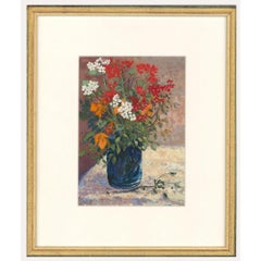 Mike McGreevy (1935-1999) - Framed Gouache, Still Life of Flowers in Blue Vase
