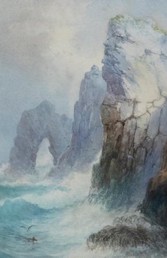 I Johns Isaacs Uren (1845-1932) - Aquarelle, Rupture sur les falaises