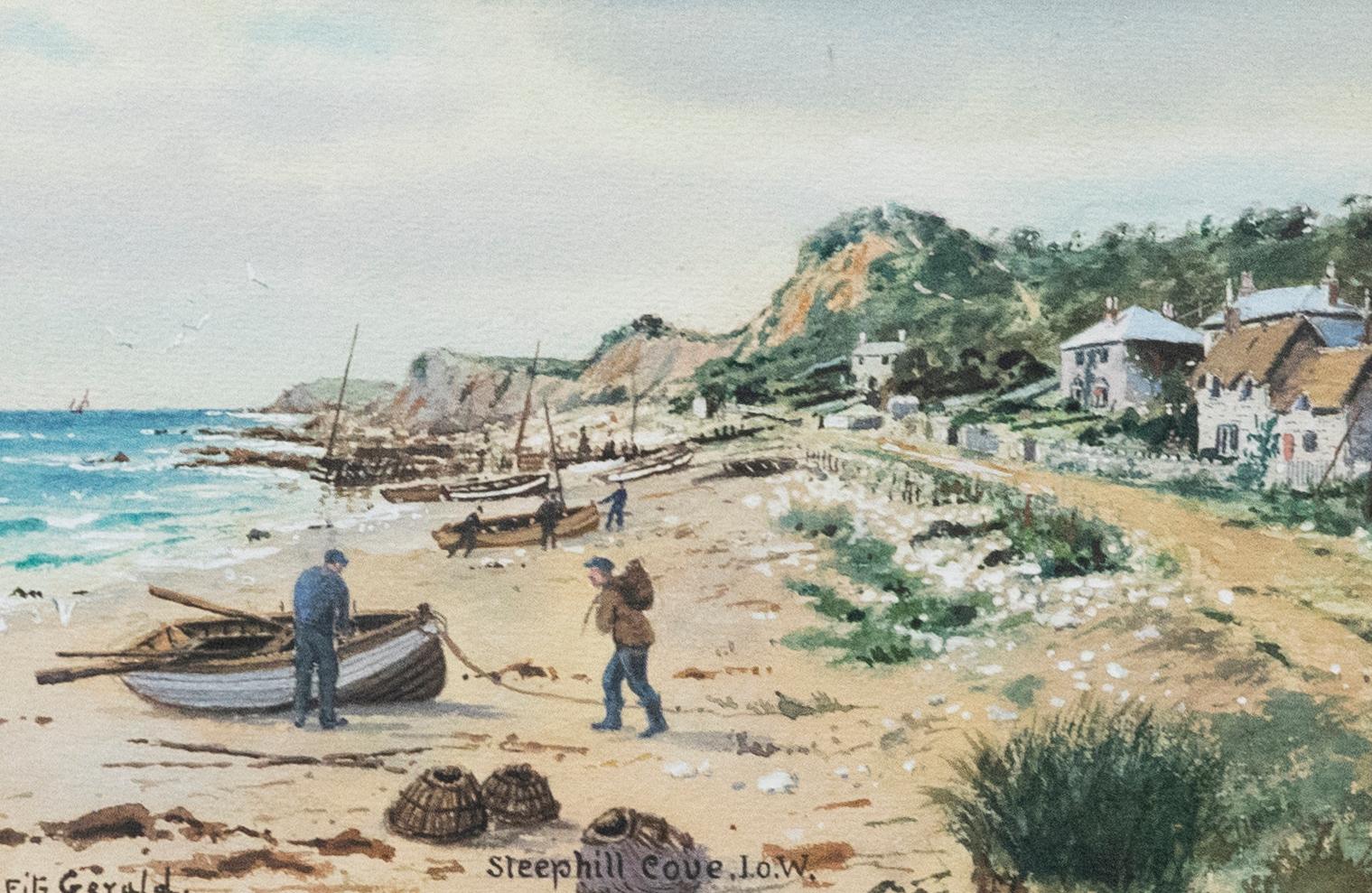 Frederick R. Fitzgerald (1869-1944)- Gerahmtes Aquarell, Steephill Cove, I.o.W. – Art von Unknown