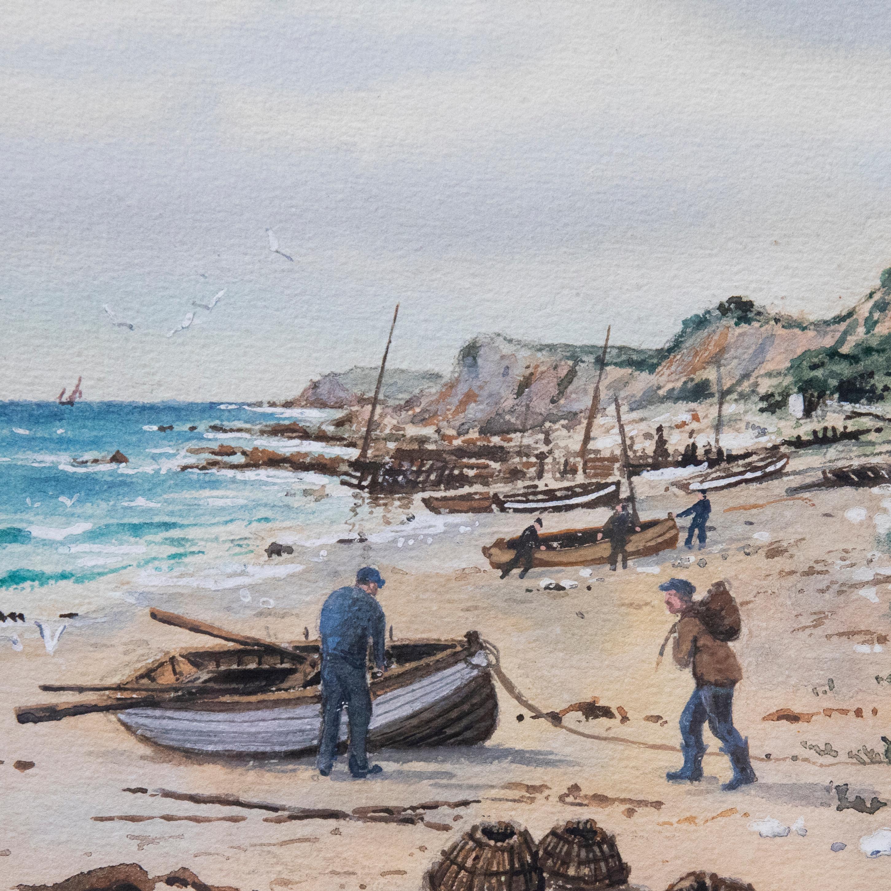 Frederick R. Fitzgerald (1869-1944)- Framed Watercolour, Steephill Cove, I.o.W. For Sale 1