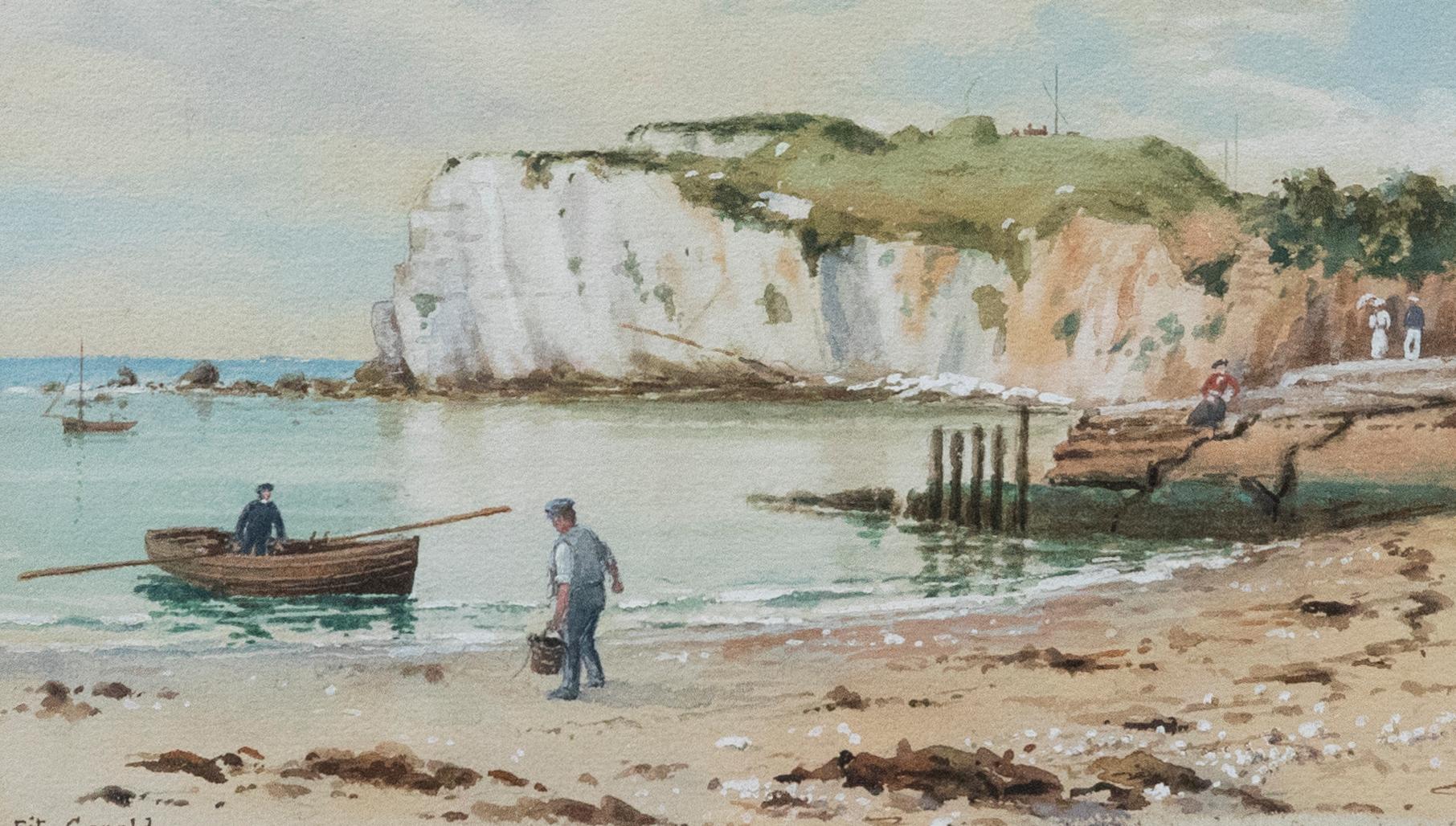 Frederick R. Fitzgerald (1869-1944)- Watercolour, Fishermen on the Isle of Wight - Art by Unknown