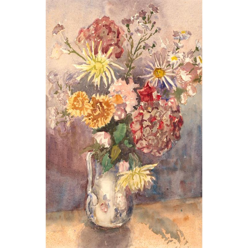 Unknown Still-Life - Constance Cane - 1975 Watercolour, Late Summer Flowers