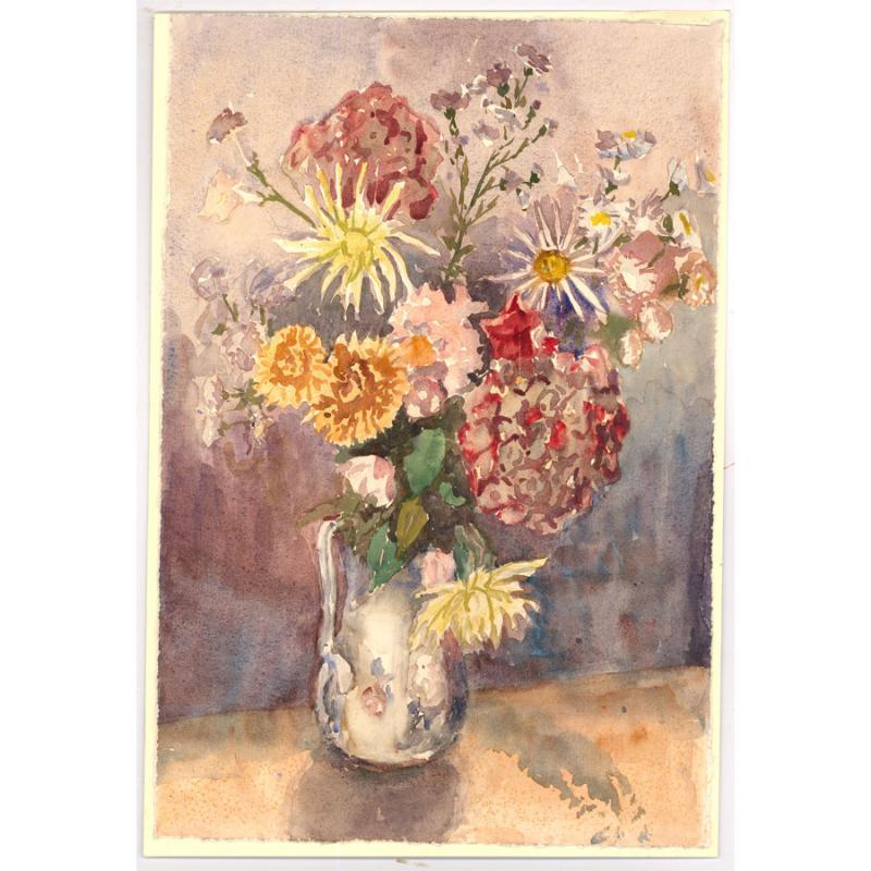Constance Cane - 1975 Watercolour, Late Summer Flowers - Art by Unknown