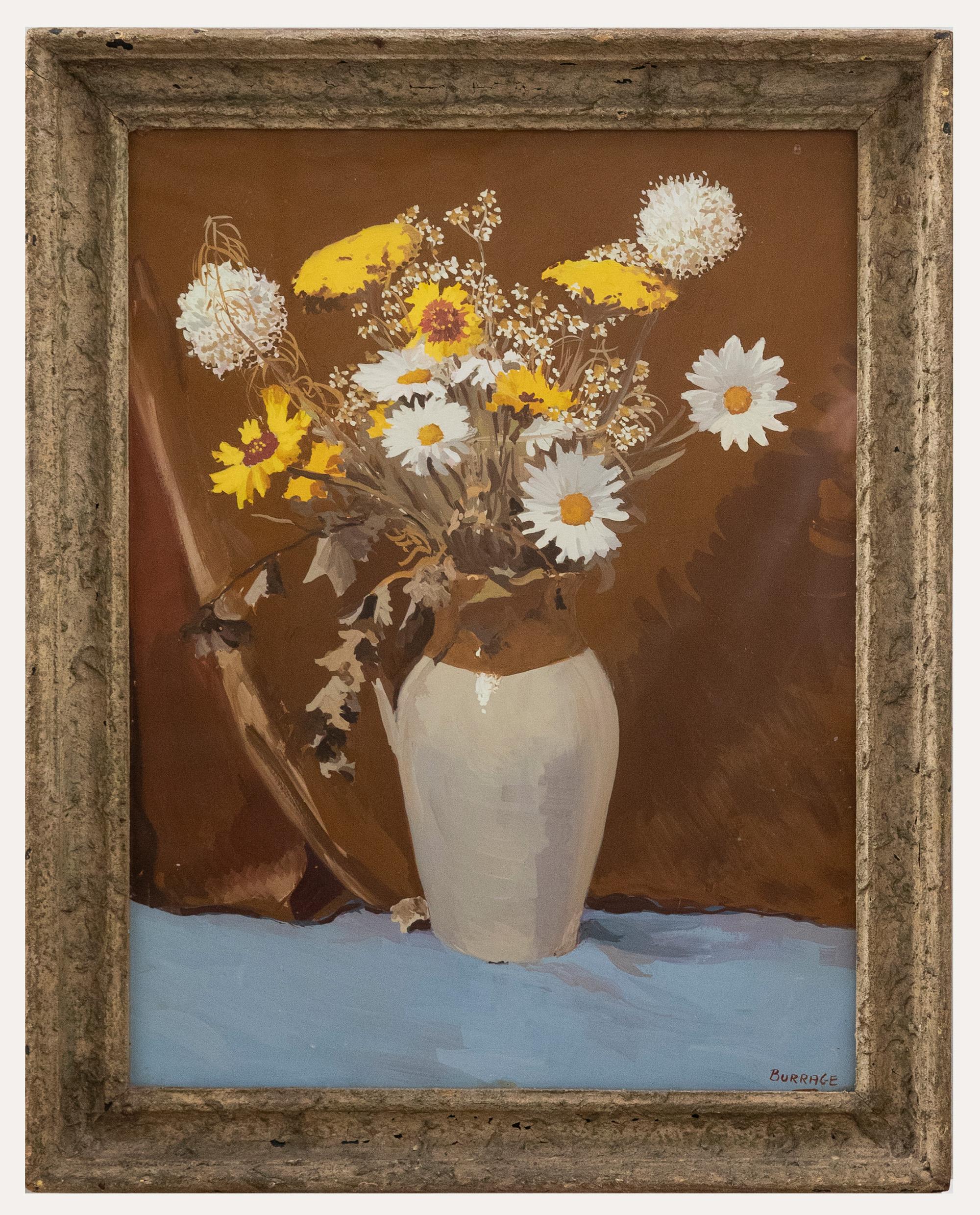 Unknown Still-Life – Douglas G. Burrage - Gouache des 20. Jahrhunderts, Meadow Flowers