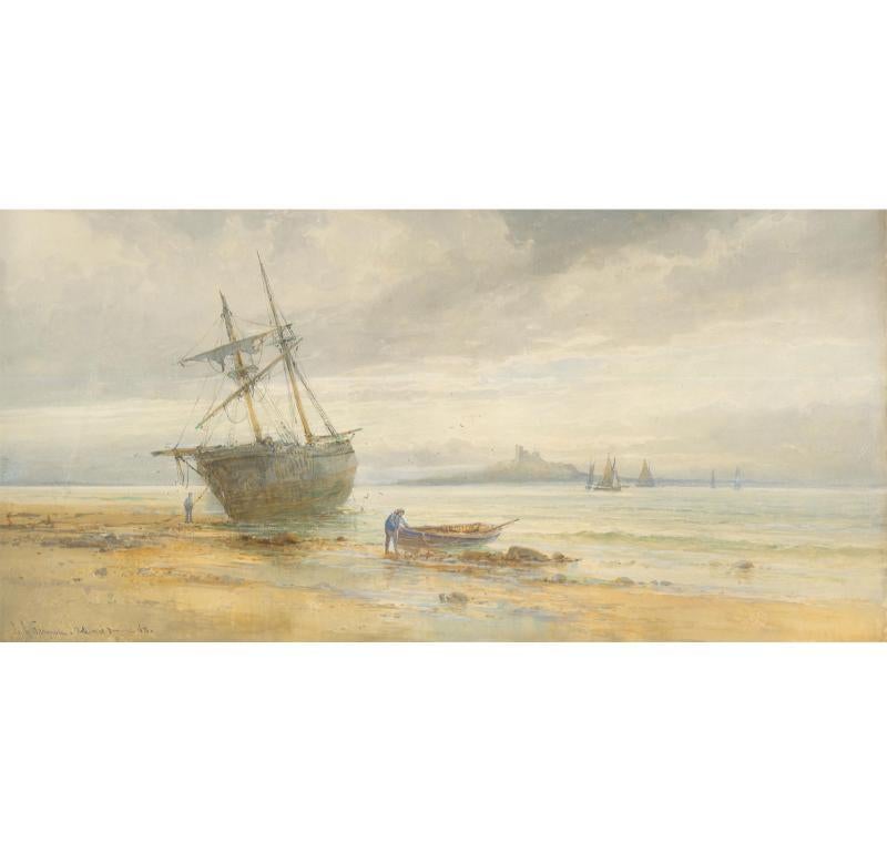 Unknown Figurative Art - Emil Axel Krause (1871-1945) - Late 19th Century Watercolour, Boats Ashore