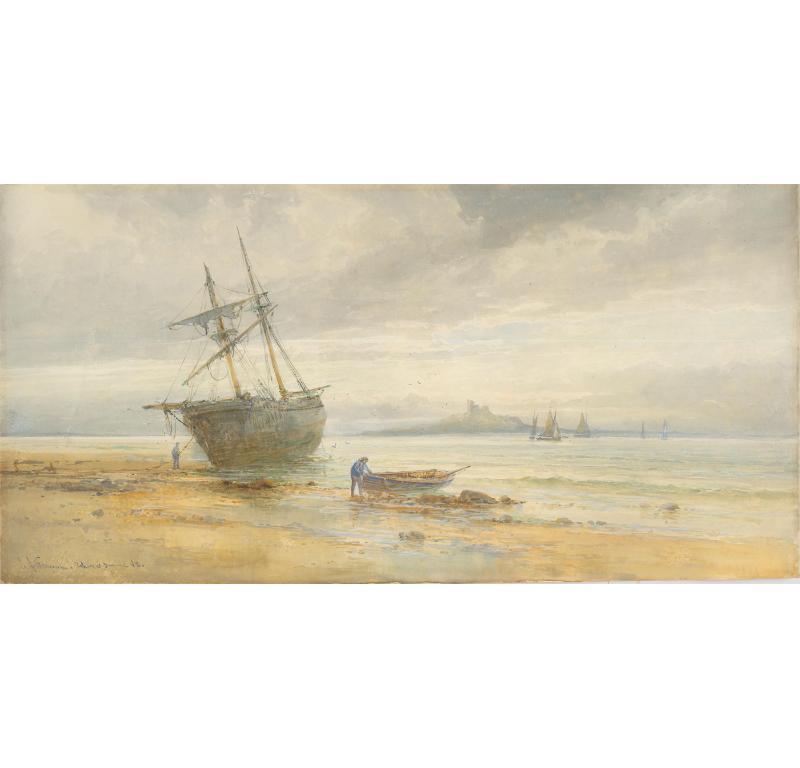 Emil Axel Krause (1871-1945) - Late 19th Century Watercolour, Boats Ashore - Art by Unknown