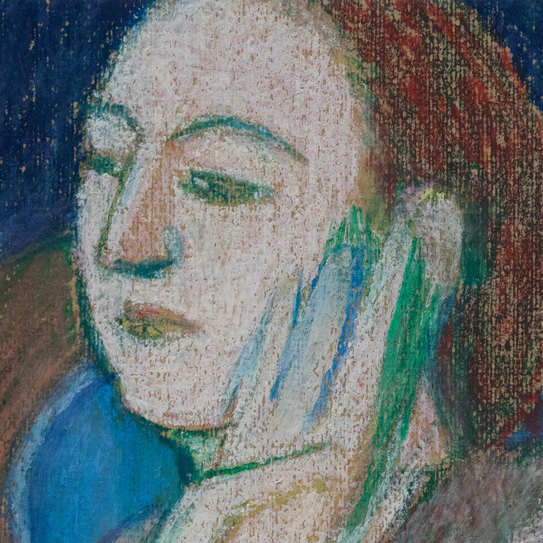 Ewart Johns (1923-2013) - 1985 Pastel, Molly with Clasped Hands For Sale 1