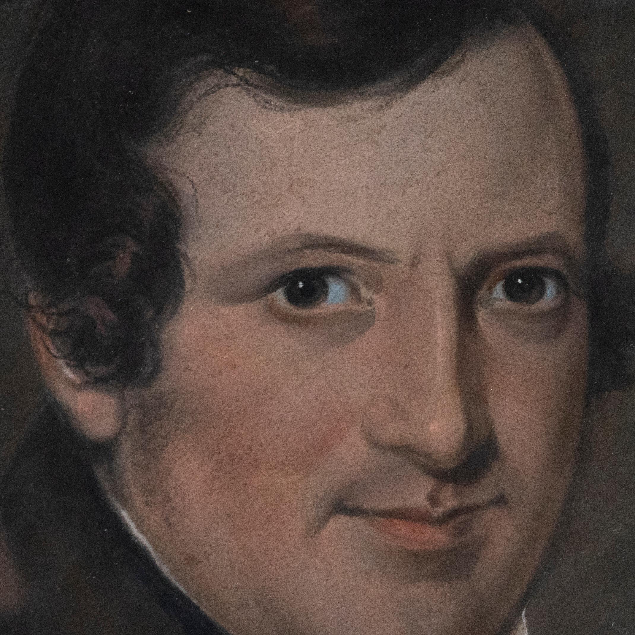 F. Phelps - Framed c.1846 Pastel, Victorian Gentleman 1