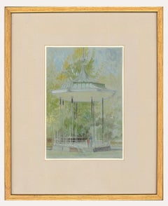 Charlotte Halliday NEAC RWS - Zeitgenössisches Aquarell, The Herons by the Bandstand