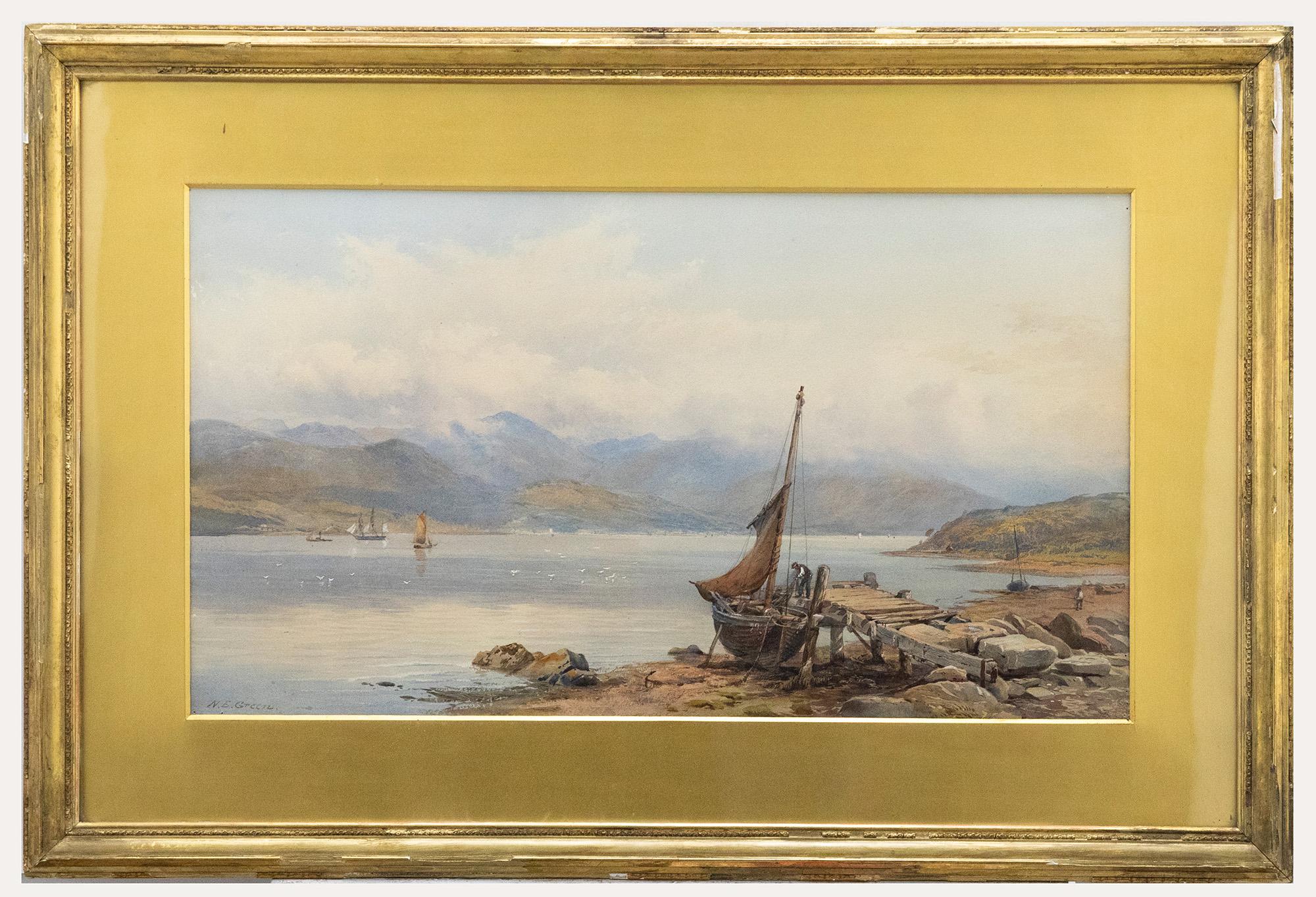 Nathaniel Everett Green FRAS Figurative Art - Nathaniel Everett Green (1823-1899) - Framed Watercolour, Waiting on the Tide