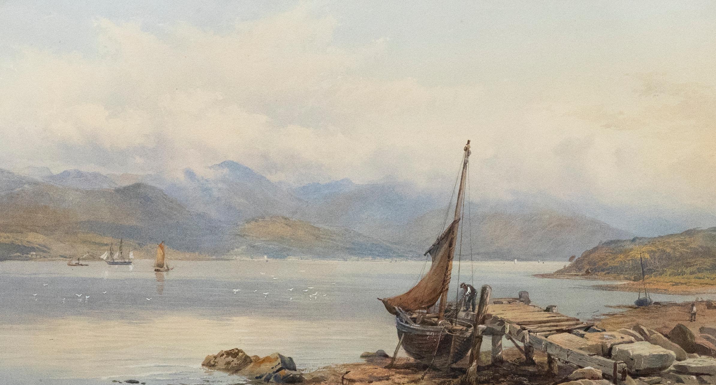 Nathaniel Everett Green (1823-1899) - Gerahmtes Aquarell, Waiting on the Tide – Art von Nathaniel Everett Green FRAS
