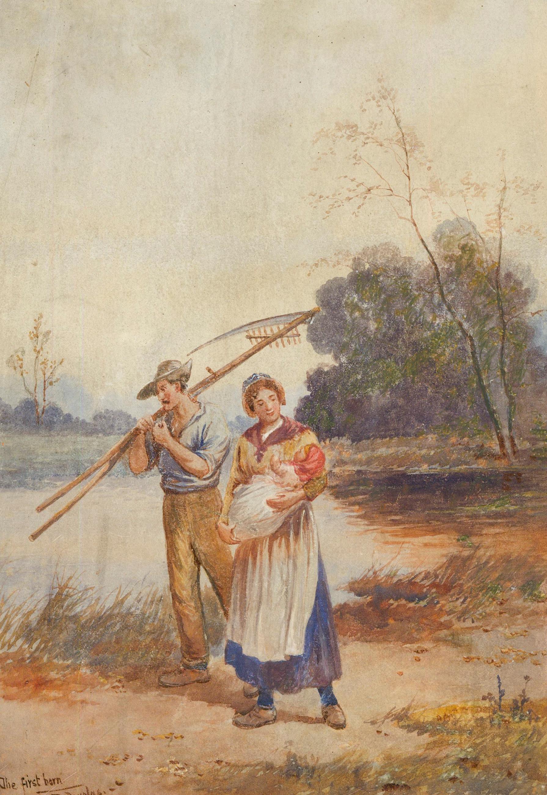 Rose Douglas (1893-1898) - 19th Century Watercolour, The First Born - Art by Unknown