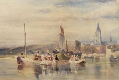 Dutch School 19th Century Watercolour - Morning at the Dock