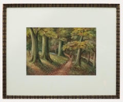 Framed Early 20th Century Watercolour - Walking in the Woods