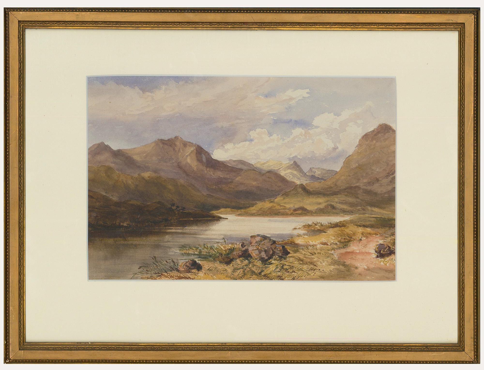 Unknown Landscape Art - Framed Late 19th Century Watercolour - Scottish Loch Scene