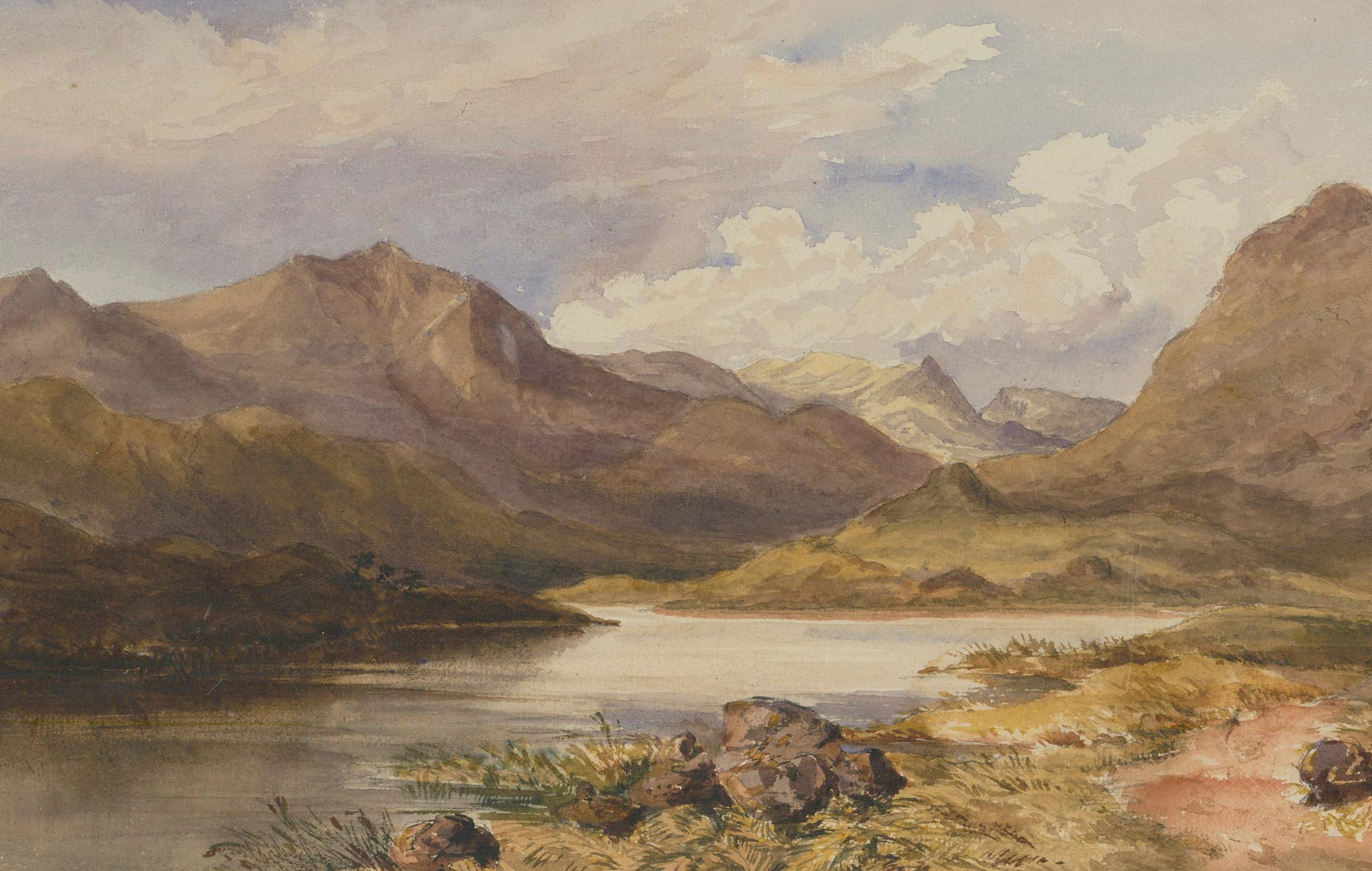 Framed Late 19th Century Watercolour - Scottish Loch Scene - Art by Unknown