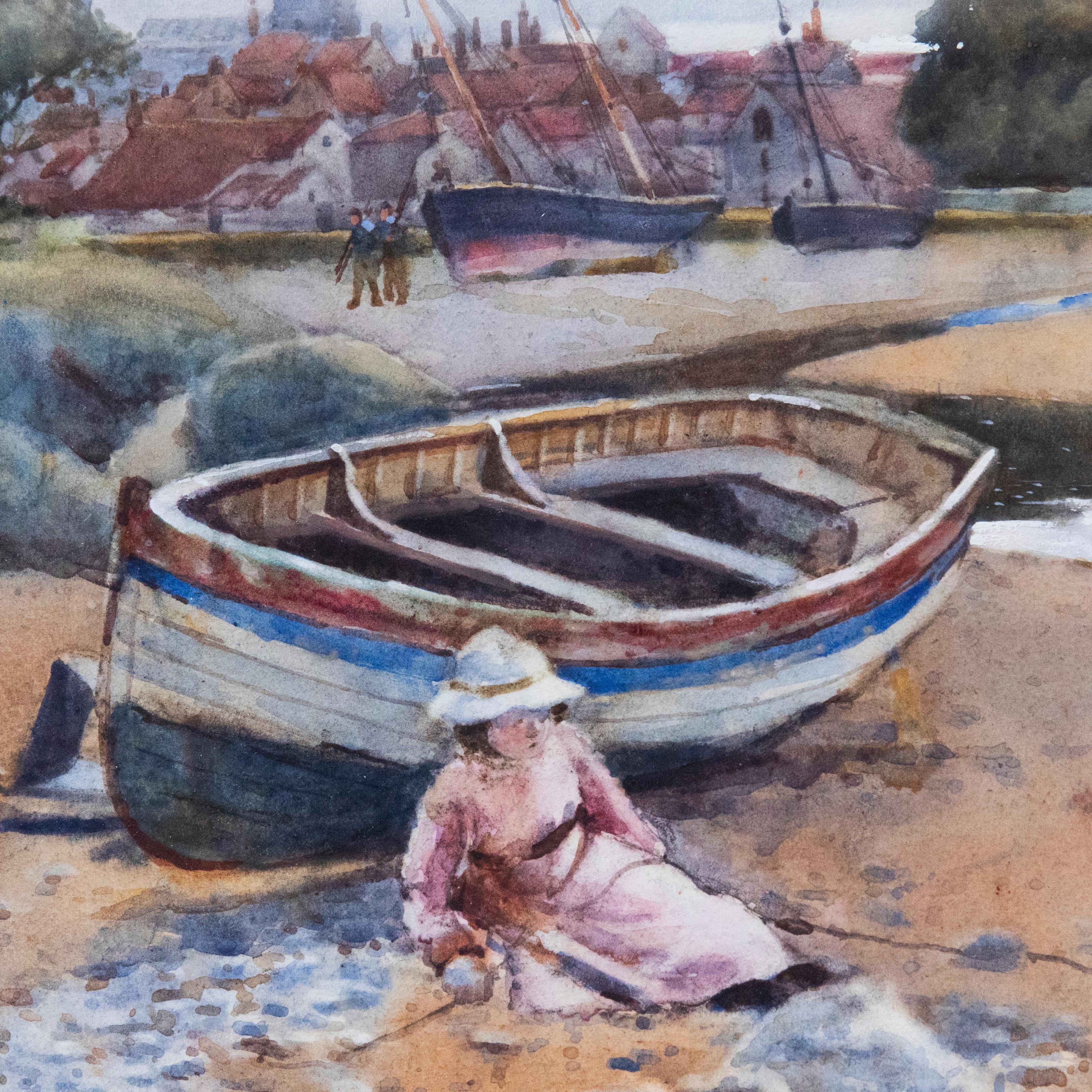 Herbert Coop RBA (1875-1952) - Watercolour, Girl and Her Toy Boat For Sale 1