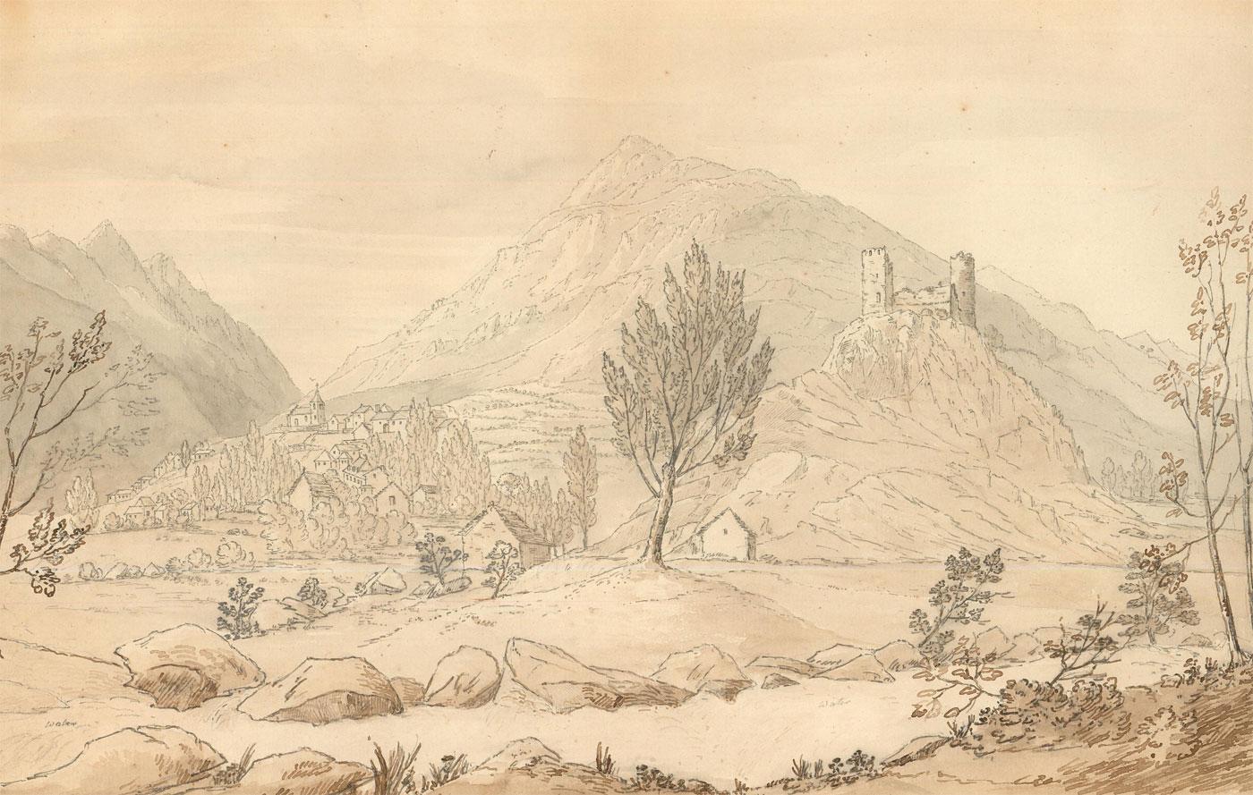 Unknown Landscape Art - Henrietta Ann Fortescue (1765-1841) - 1818 Graphite Study, Chateau de Saint Mari