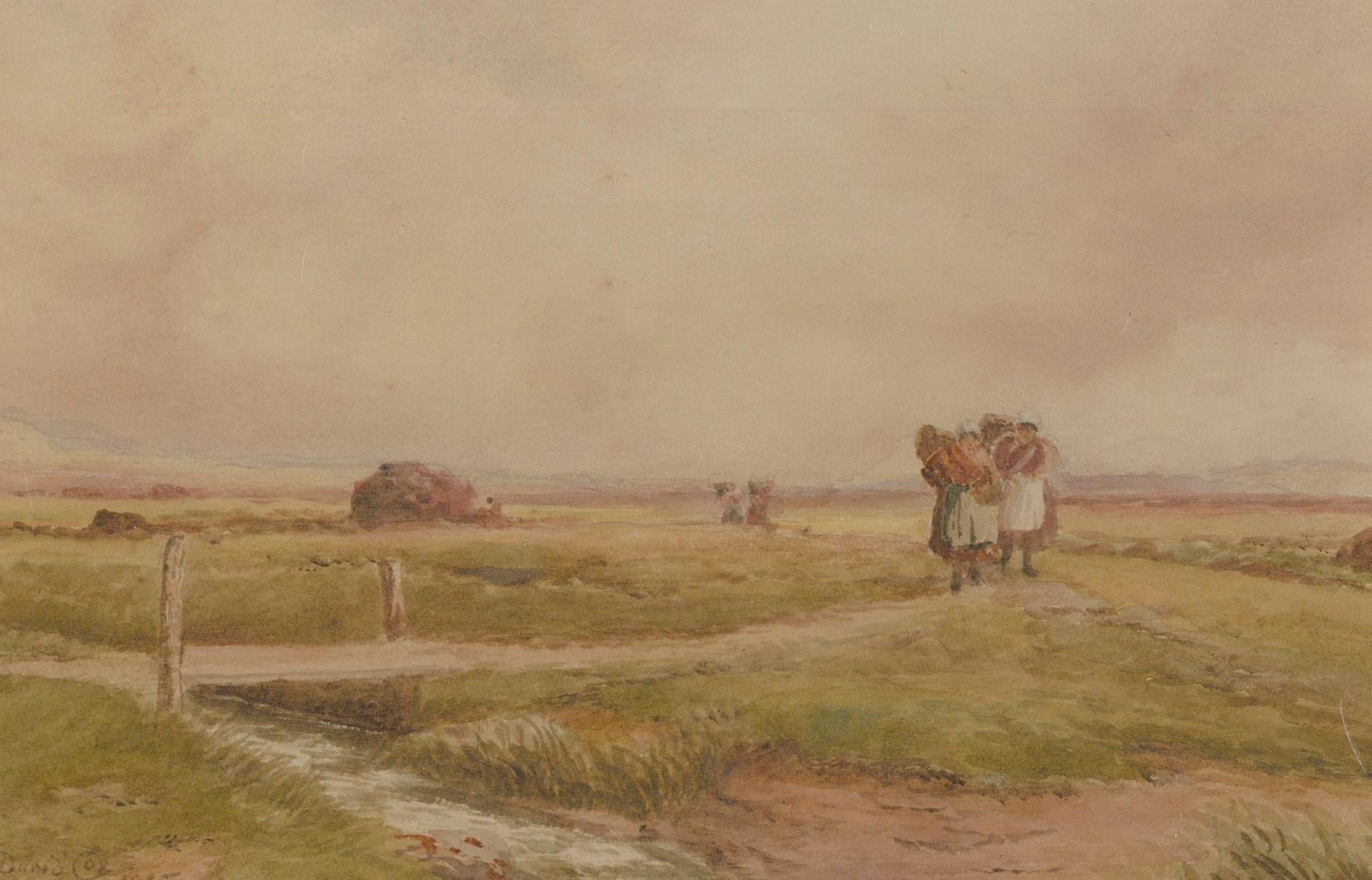 David Cox Snr. OWS (1783-1859) - Acquerello del 1845, Il ritorno dei mietitori in vendita 1