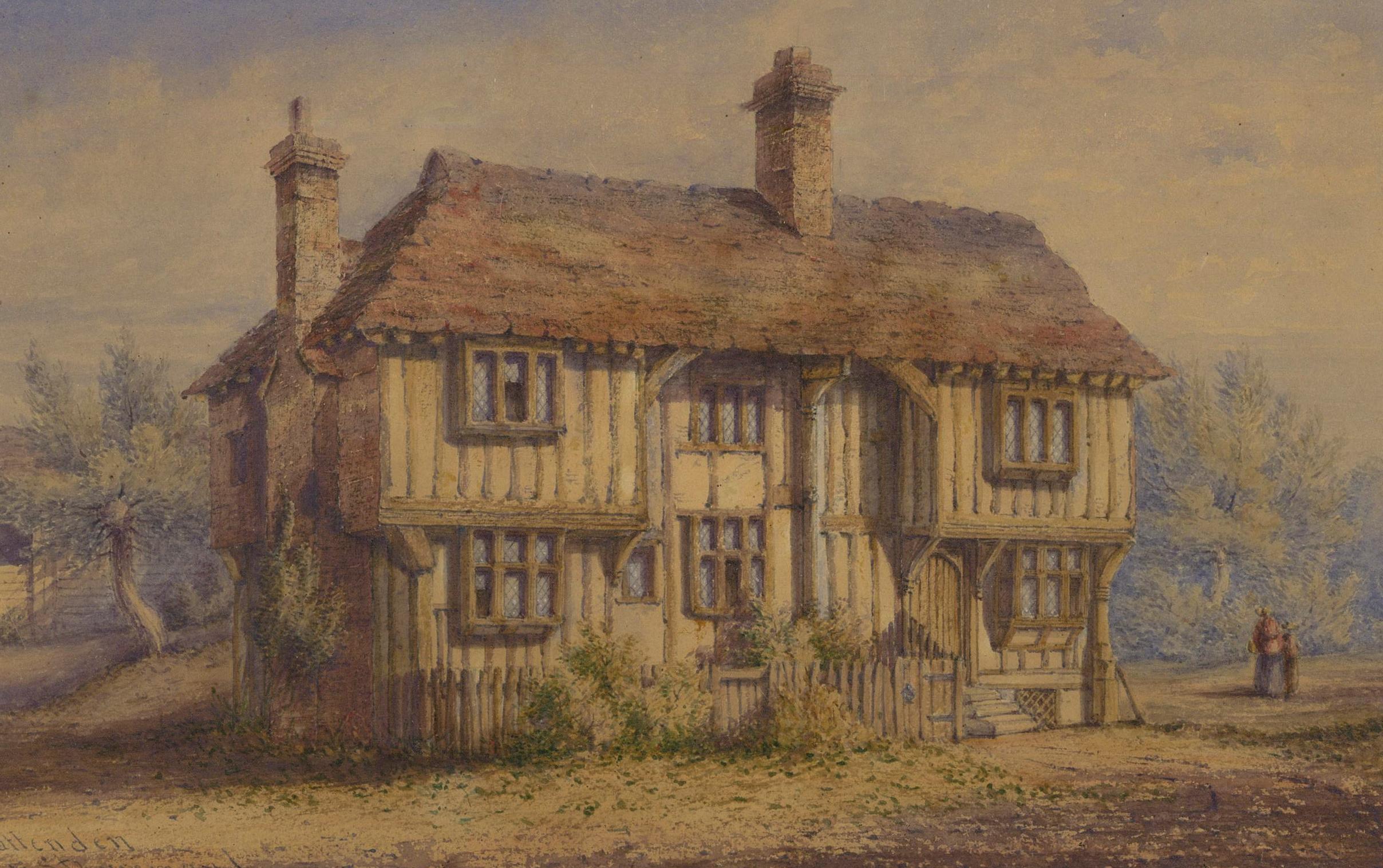 E. S. Drummond - Framed 19th Century Watercolour, Timber House at Pattenden - Art by Unknown