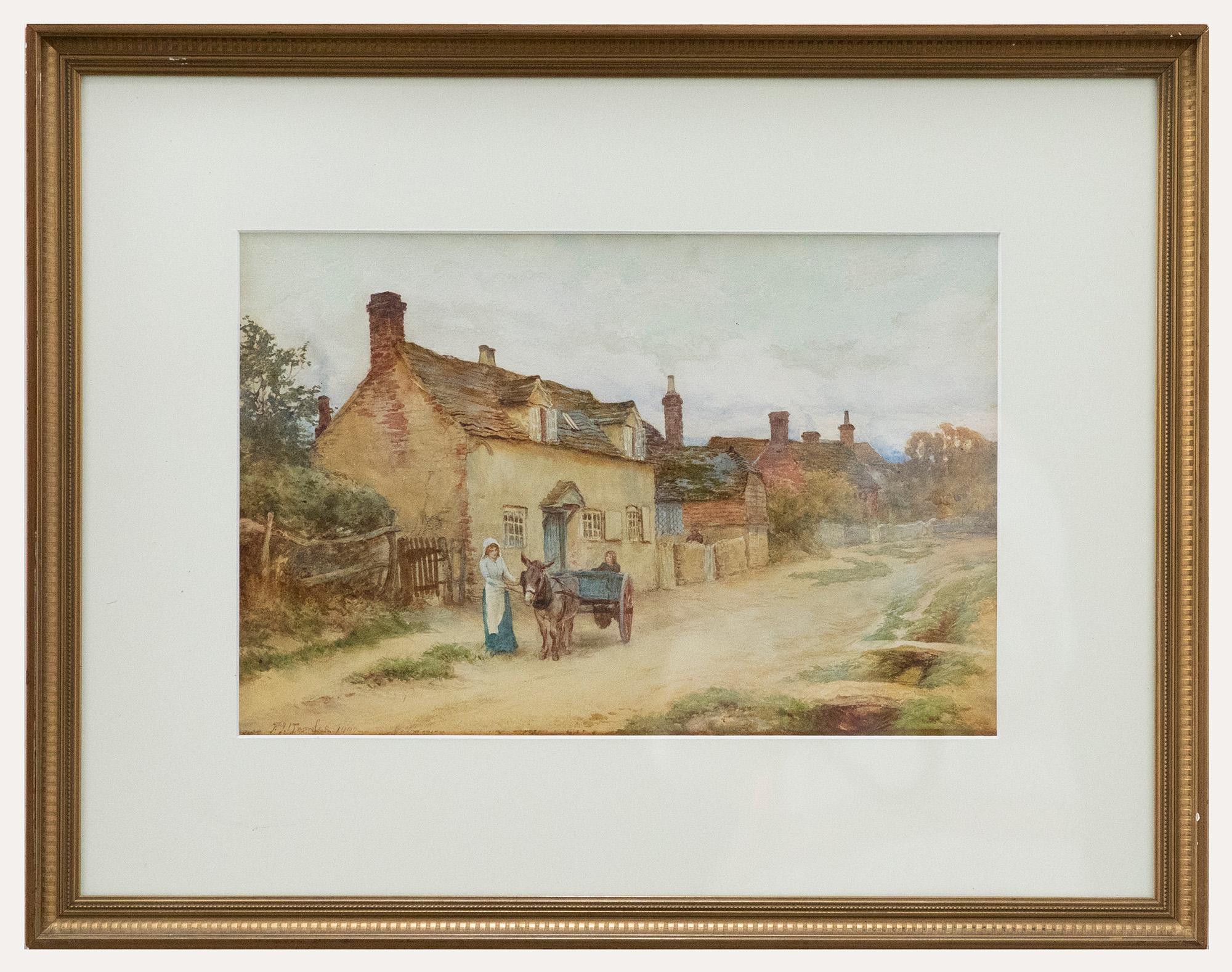 Landscape Art de Frederick J. Knowles - F. J. Knowles  - 1900 Acuarela, El carro del burro