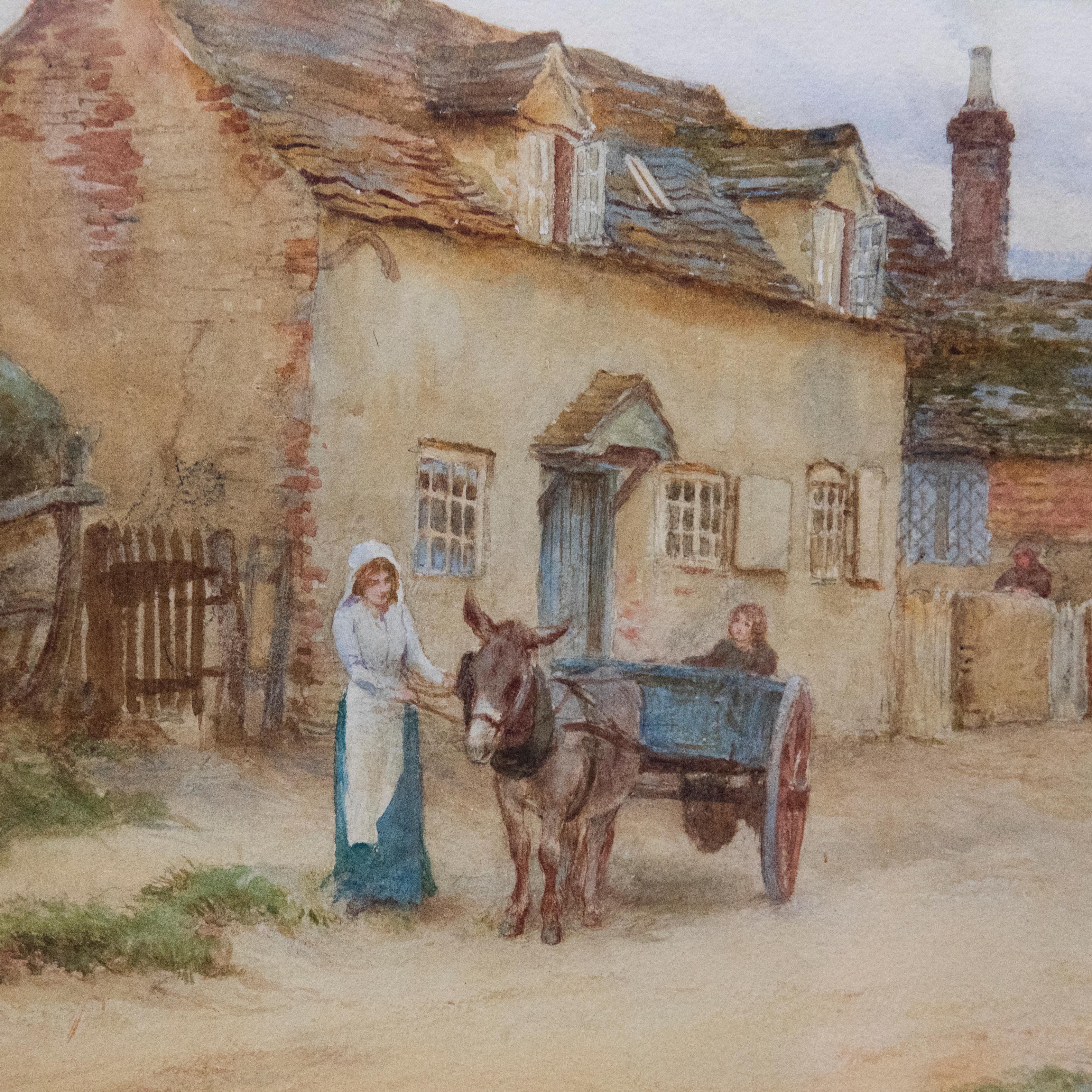 F. J. Knowles  - 1900 Watercolour, The Donkey Cart For Sale 1