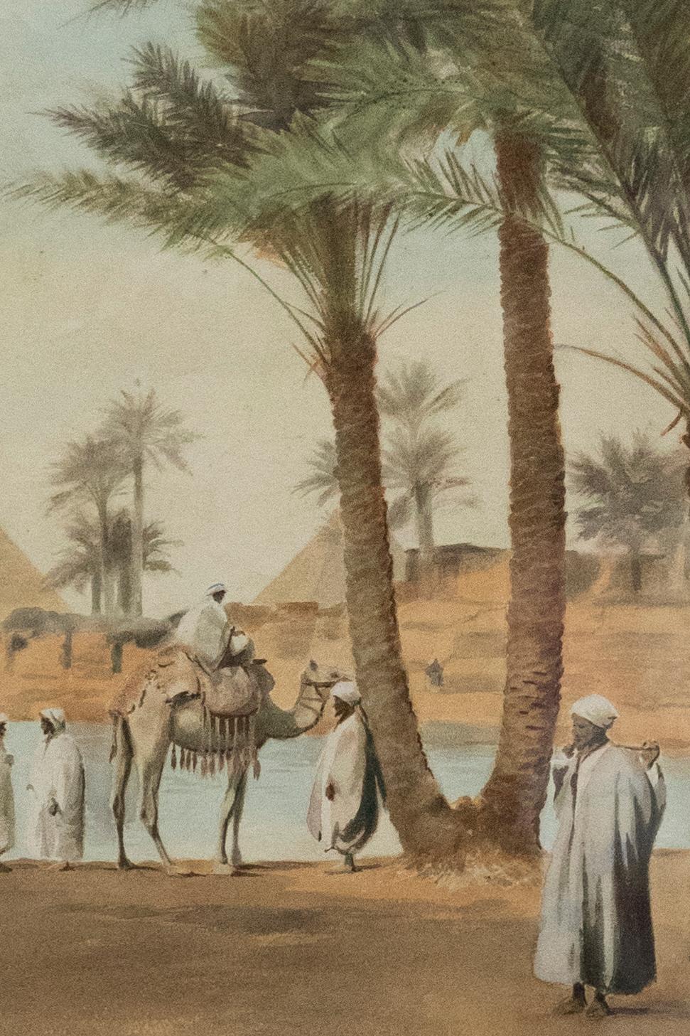 Frederick Hancock – Aquarell des 19. Jahrhunderts, Pyramiden von The Nile – Art von Unknown