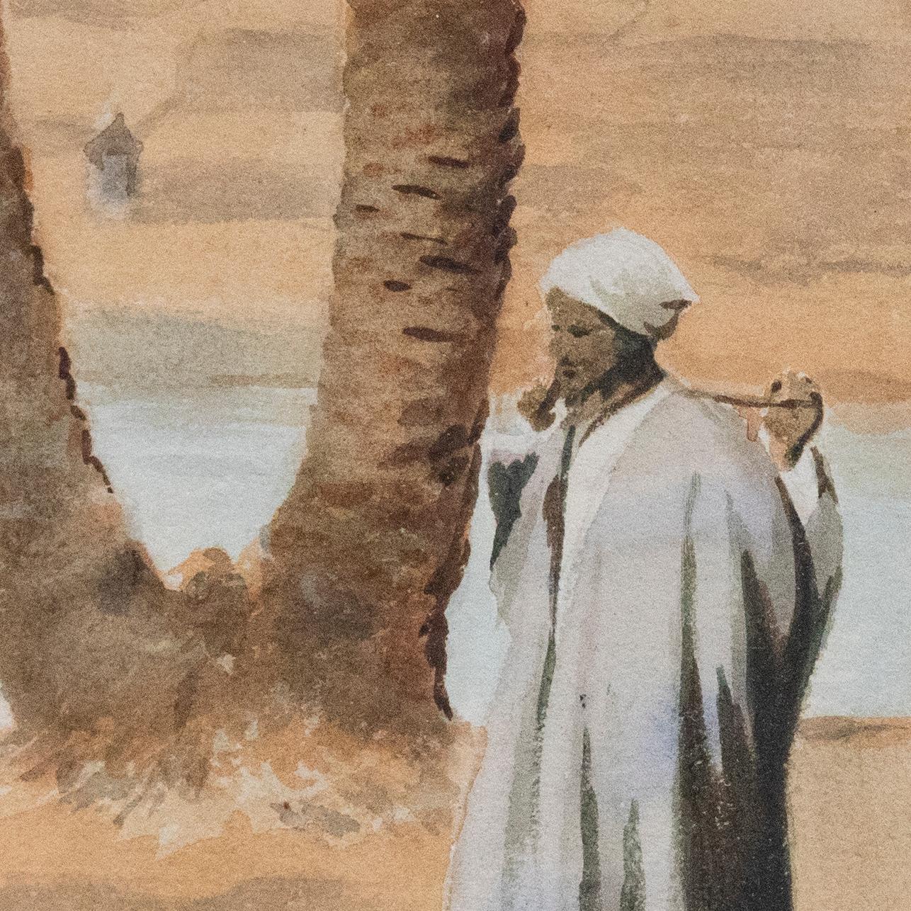 Frederick Hancock - 19th Century Watercolour, Pyramids by The Nile For Sale 1