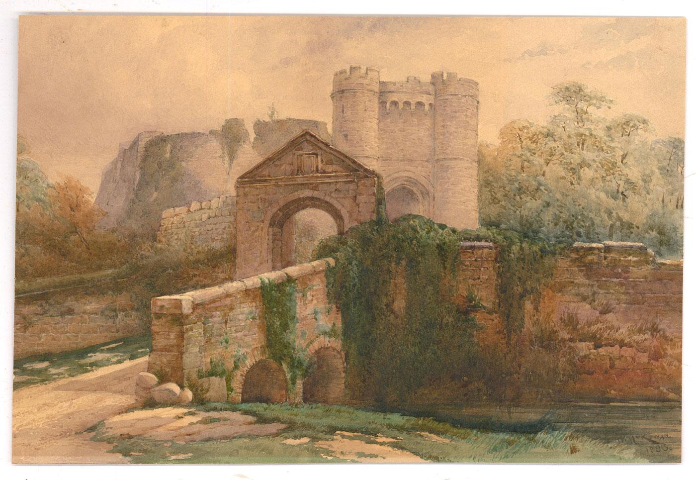 W. McKewan - 1833 Watercolour, Motte-and-Bailey Castle - Art by Unknown