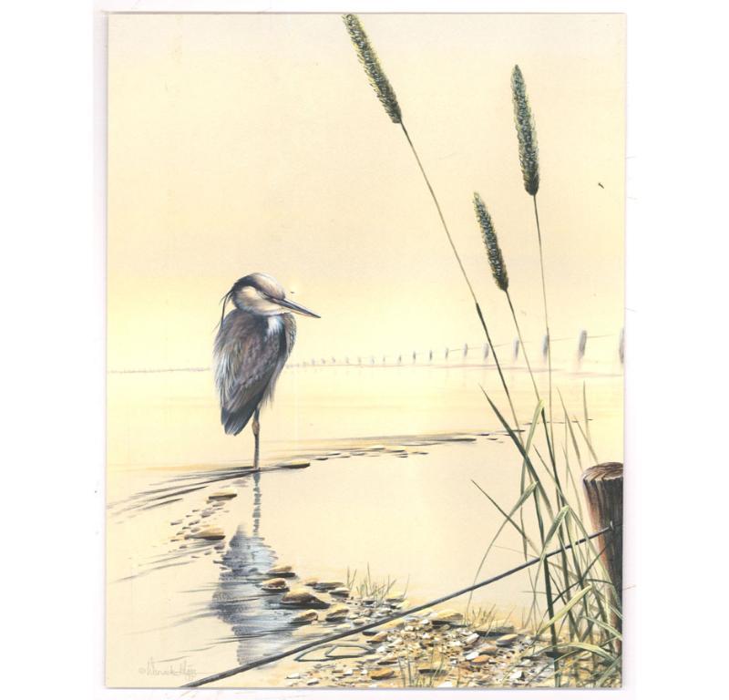 Warwick Higgs (b.1956) - Contemporary Watercolour, Heron in the Water - Art by Unknown