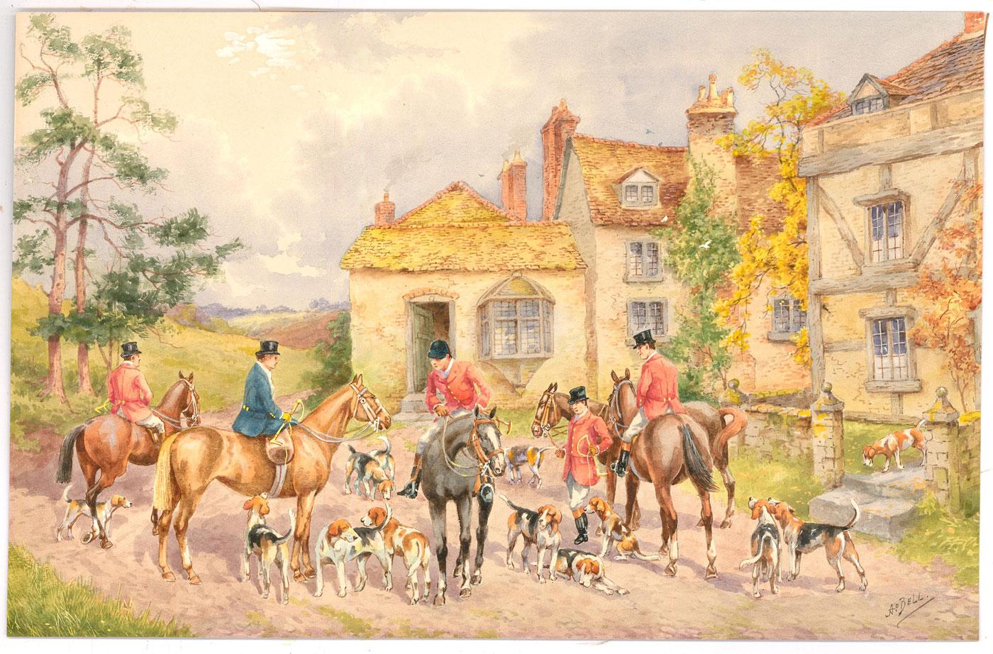 Wilfred Knox (1884-1966)  - Early 20th Century Watercolour, Meet at the Manor - Art by Unknown