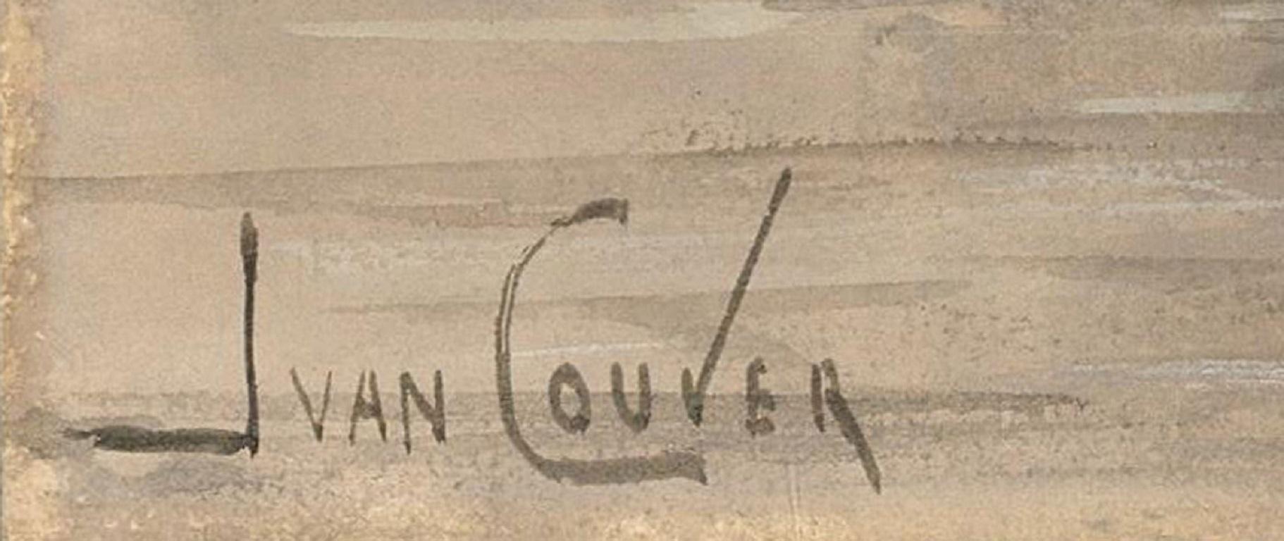 Jan Van Couver (1836-1909) – Aquarell, Rotterdamer Alt Hafen im Angebot 2