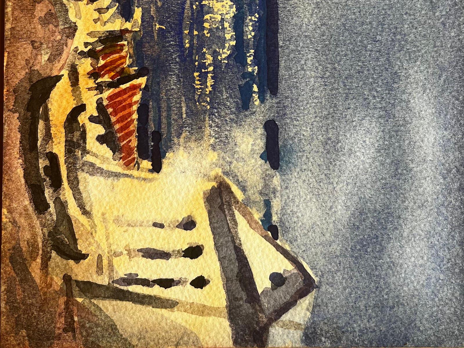 Aquarelle impressionniste française d'un paysage de bord de mer avec mer azur en vente 1