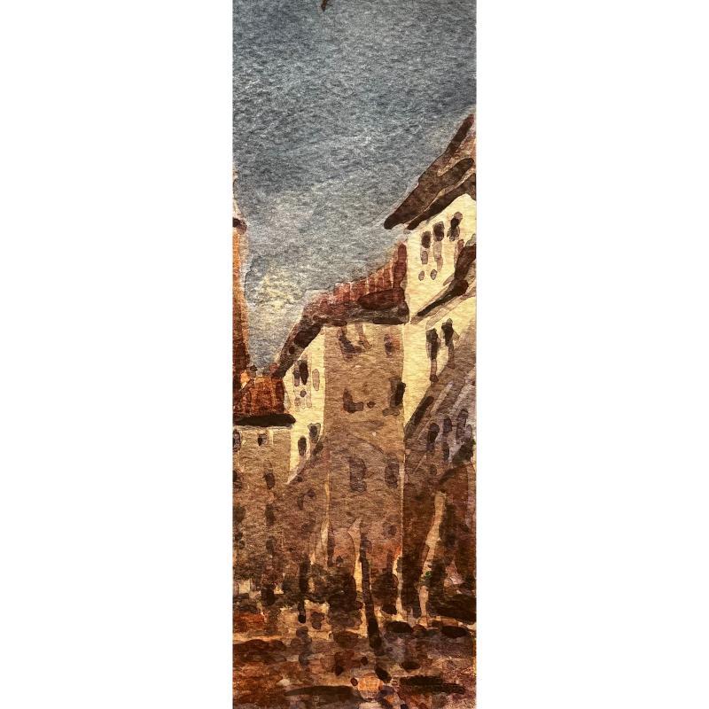 French Impressionist Watercolor Landscape Venice Bell Tower Scene For Sale 1