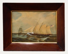 19th Century Watercolour - Three Masted Clipper on Open Sea 19th Century Watercolour - Three Masted Clipper on Open Sea
