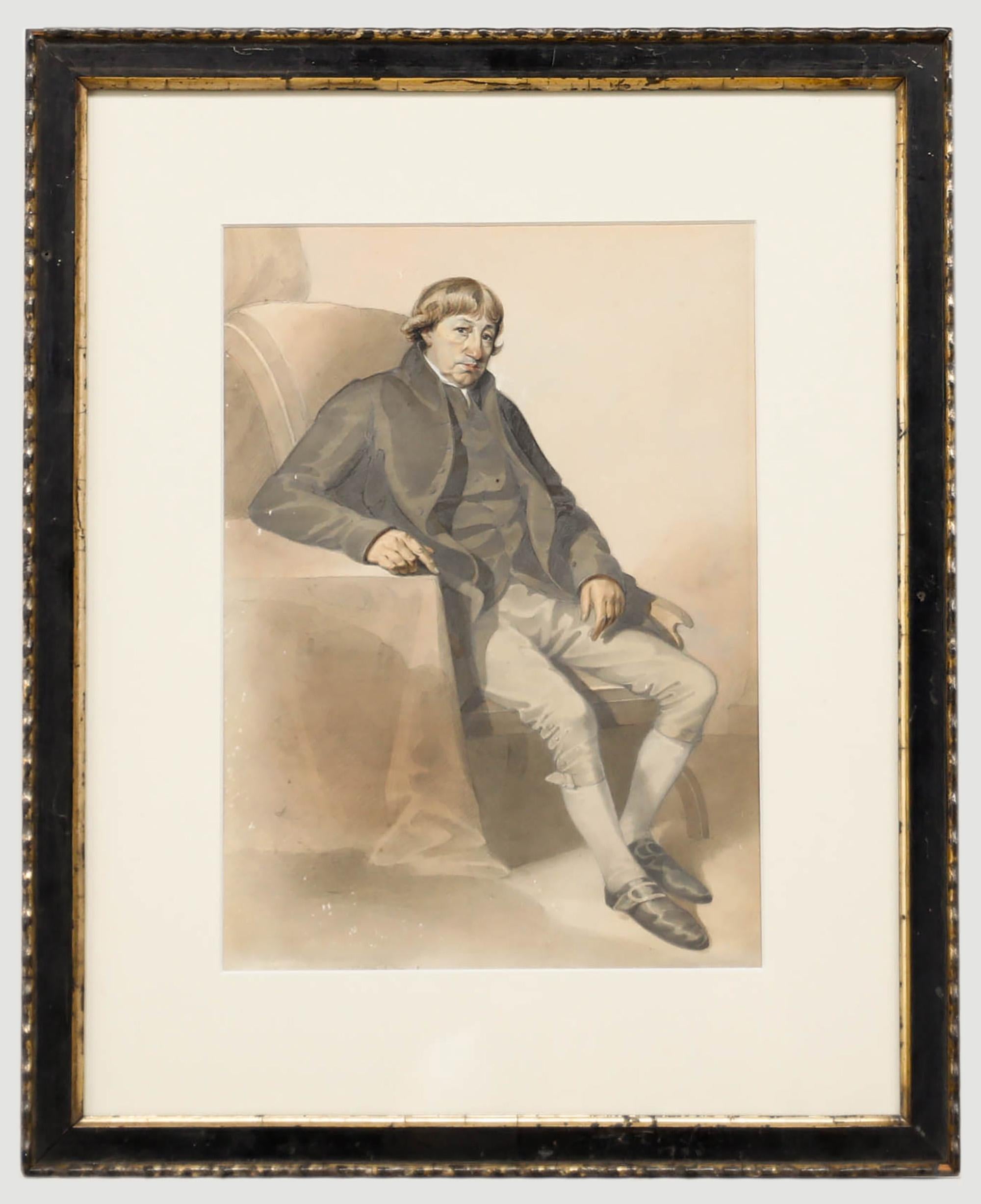 English School Frühes 19. Jahrhundert Aquarell - Portrait eines Gentleman – Art von Unknown