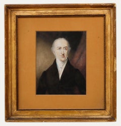 Framed 19th Century Watercolour - Gentleman with White Cravat